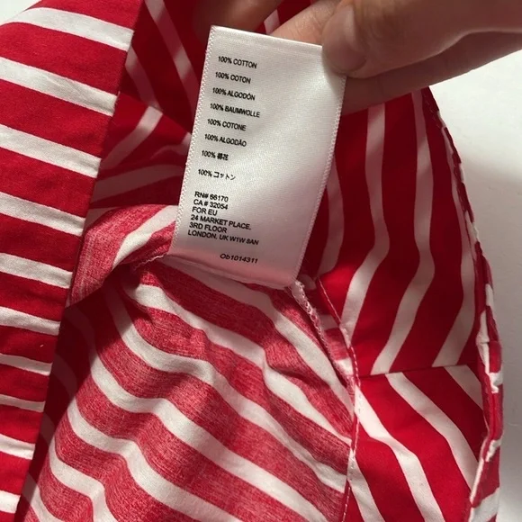 MAEVE “Kiana” red and white striped tie waist button down dress - Picture 6 of 9